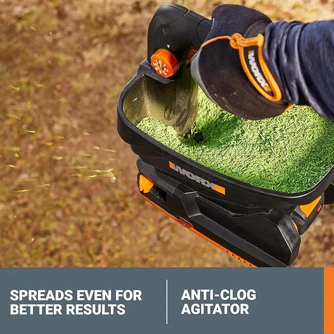WORX 20V Cordless Seed Spreader 6-Speeds 5-Ft. Max Distance, Fertilizer Spreaders 8 Flow-Rate Settings, Broadcast Spreader Easier Than Hand Spreaders for Lawns WG869.9 – Tool Only by GreenHaven Gardens