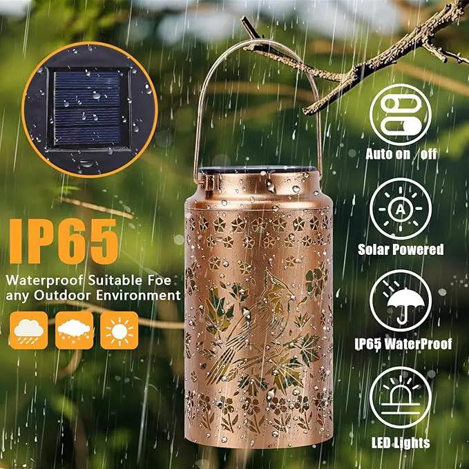 Cardinal Solar Lanterns Outdoor Waterproof, Metal Hanging Lights Decorations for Garden Yard Lawn Patio, Unique Cardinal Gifts for Women Mom Grandma Gardener for Mother'Day Christmas by GreenHaven Gardens