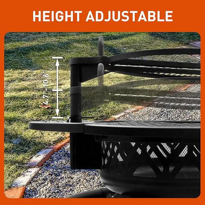 Red Mountain Valley 47" Outdoor Fire Pit with Adjustable Grill, 2-in-1 Metal Outdoor Fireplaces, Large Patio Wood Burning Fire Pits for Outside, Ideal for Backyard, Patio, Party by GreenHaven Gardens