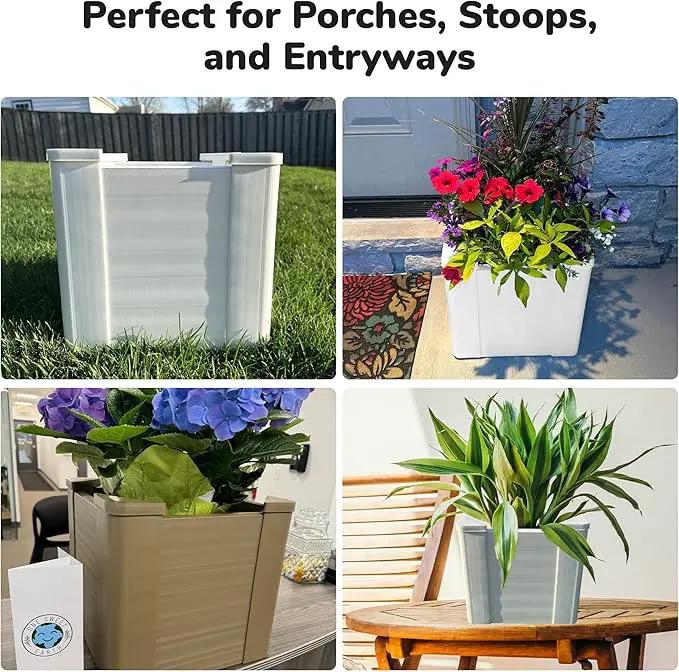 Raised Garden Bed - 1x1 ft Planter Box - White HDPE - No Tools Needed - DIY Kit for Urban Gardening, Flowers, Herbs & Vegetables - Made in The USA - 2 Pack by GreenHaven Gardens