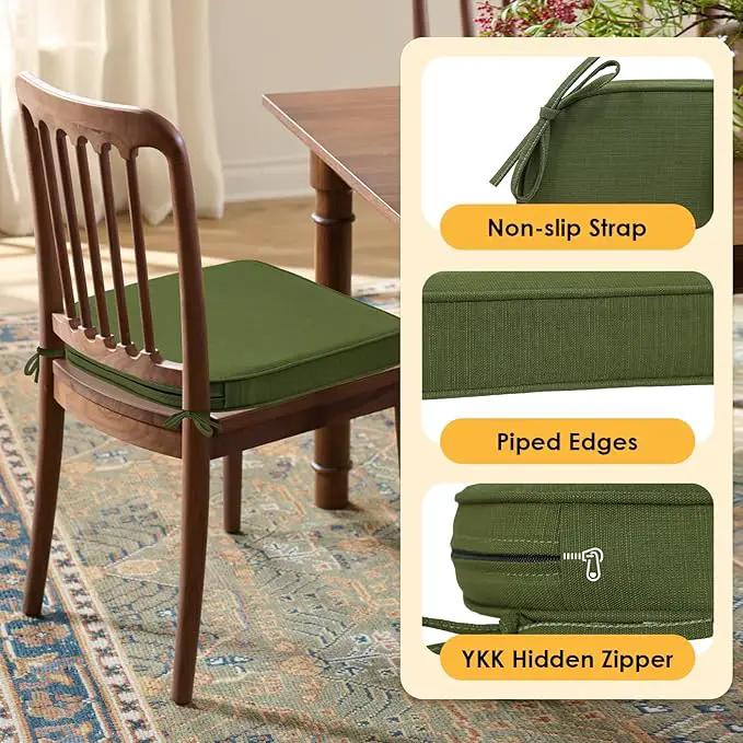 Outdoor Round Corner Seat Cushion, 17"x16"x2", Set of 4, Non Slip Seat Cushion Pads with Removable Cover for Patio Furniture, Garden Yard Lawn, Deep Forest Green by GreenHaven Gardens