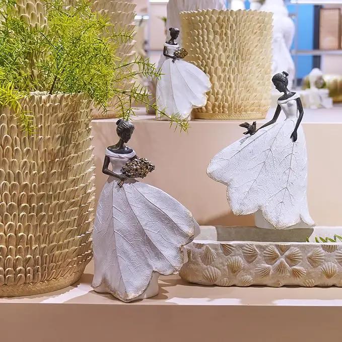 Guichifun Fairy Statue Collection Home Decoration - White Leaf Angel Girls Resin Home Decor for Outside or Inside Rustic Garden Outdoor Yard Decorations Figurines Gift 7.5 x 4.5 x 11.5 Inch by GreenHaven Gardens