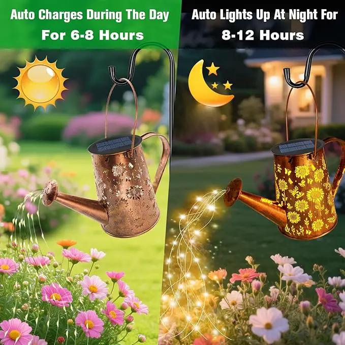 VOOKRY Solar Lights Outdoor Decoration, Large Hanging Metal Solar Watering Can Lights Waterproof Sunflower Garden Decor Yard Lights Outside for Porch Lawn Patio, Birthday Gifts for Women Mom Grandma by GreenHaven Gardens