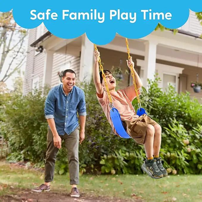 TURFEE Swing for Outdoor Swing Set - Pack of 1 Seat Replacement Kit with Heavy Duty Chains - Backyard Swingset Playground Accessories for Kids (Blue) by GreenHaven Gardens