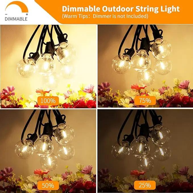 Svater Outdoor String Lights 50 FT, Patio LED Lights Outside with 26pcs Bulbs, Waterproof Shatterproof Hanging Globe Light Connectable for Bistro Cafe Backyard Balcony Warm White by GreenHaven Gardens