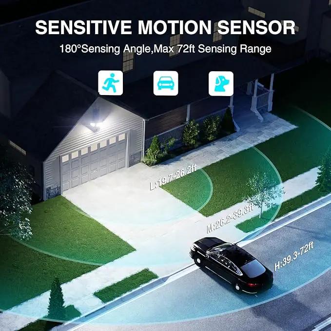 85W LED Security Lights Motion Sensor Light Outdoor, 8500LM Dusk to Dawn, IP65 Waterproof, 6500K, 3 Head Motion Detected Flood Light, Floodlight for Outside, Garage, Yard, Porch (Black) by GreenHaven Gardens
