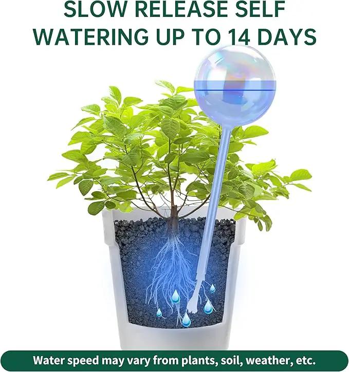 13 oz Up to 2 Weeks Extra Large Plant Self Watering Globes, Light Iridescent Glass Water Bulb Indoor Outdoor, Plant Waterer Self-Watering Stakes,Vacation Plant Thing for Plant Parents, 4 Pack by GreenHaven Gardens