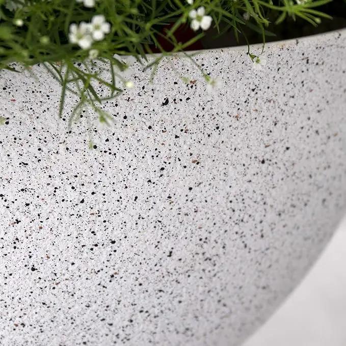 LA JOLIE MUSE Large Hanging Planters for Outdoor Plants - 13 Inch Hanging Flower Pots Set of 2, Speckled White by GreenHaven Gardens