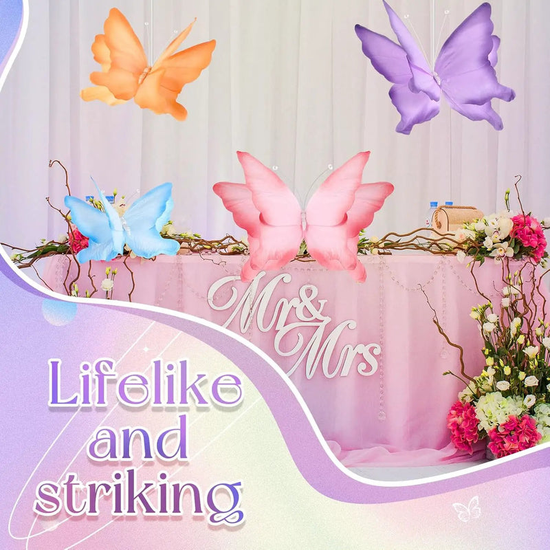 Havawish 4 Pcs Gaint Butterfly for Party Decorations 19.7"/ 11.81" 3D Crepe Paper Hanging Large Butterfly for Women, Flower Paper Party Decorations for Spring Wedding Birthday Garden Nursery Decor by GreenHaven Gardens