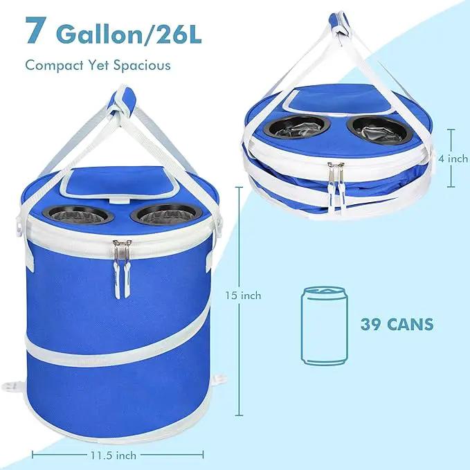 Tirrinia Large Pop-Up Golf Cooler Bag- Insulated Collapsible Cooler with Flat Drink Table for Golf Cart, Lightweight and Portable Ice Beach Cooler for Travel, Fishing, Picnics, Hiking, Camping by GreenHaven Gardens