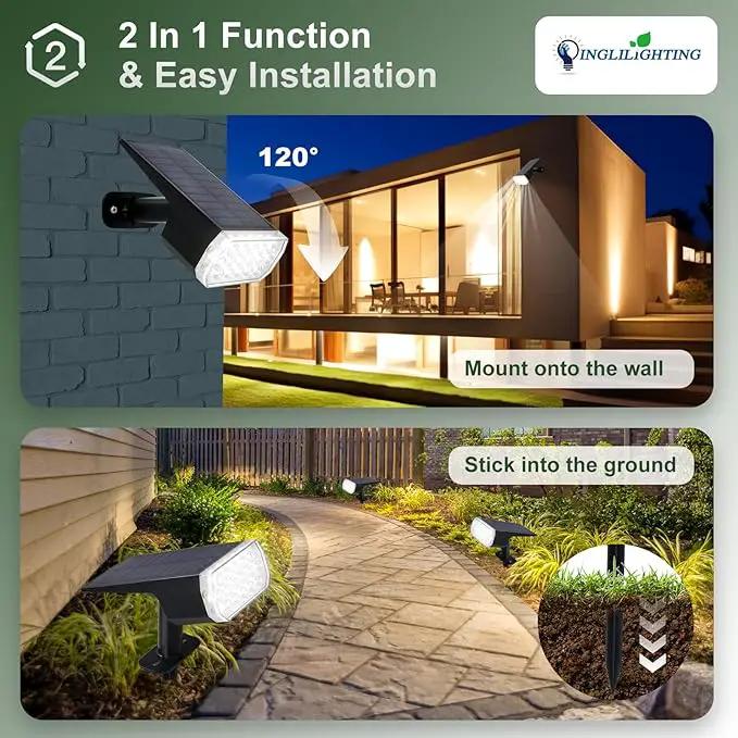 DINGLILIGHTING Solar Lights Outdoor Waterproof: IP65 Led Spot Light Decorations for Garden - 3 Lighting Modes Solar Powered for Yard - Dust to Dawn Uplighting Landscape Pathway Drive Patios 6PC White by GreenHaven Gardens