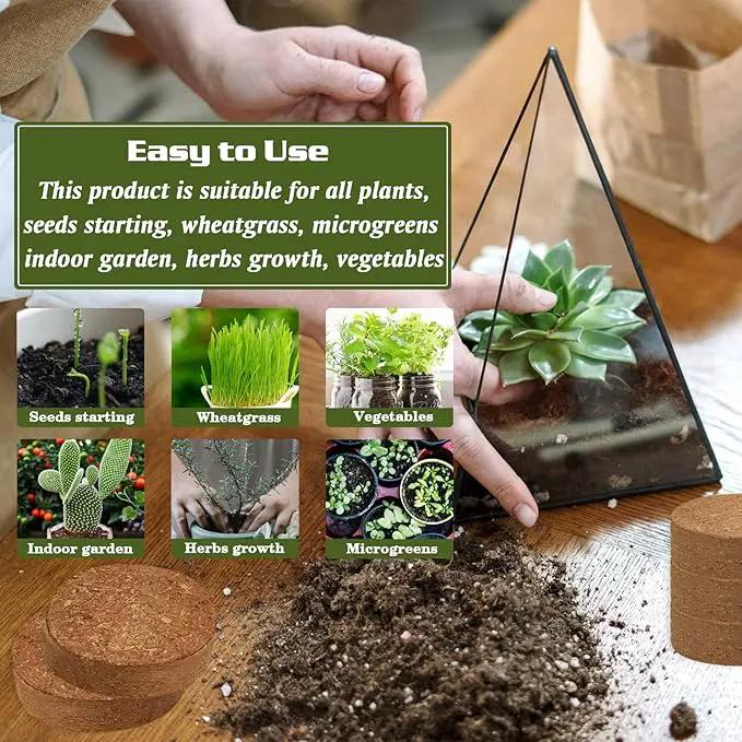ZeeDix Organic Coco Coir Pellets Potting Soil, 50pcs 30mm Compressed Coconut Coir Seed Starter Soil Pellets, Coco Peat Soil Discs for Indoor Outdoor Plants, Herbs, Houseplants, Flowers and Vegetables by GreenHaven Gardens