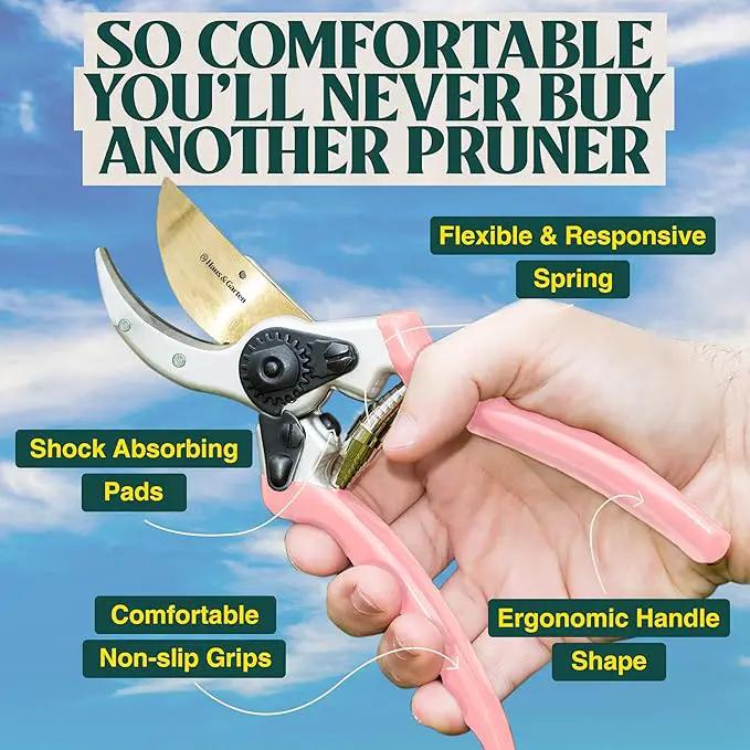 Haus & Garten ClassicPRO 8.5" Premium Titanium Bypass Garden Shears - Use as Pruners, Pruning Shears for Gardening, Hand Pruners, Handheld Garden Clippers, Scissors for Women by GreenHaven Gardens