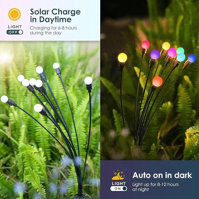 Solar Christmas Decoration, 80 LED Firefly Garden Lights Outdoor, Wind Sway Solar Lights for Yard Patio Pathway Decoration (8 Pack) by GreenHaven Gardens
