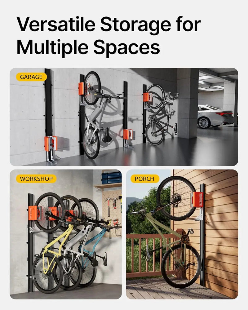 monTEK Automatic Lift EBike Rack – Fits 24-29" Tires, Heavy-Duty Vertical Wall Rack for Bicycles (Up to 71 lbs) - Effortless Lifting, Easy Install - Space-Saving Storage for Garage, Shed, BO by GreenHaven Gardens