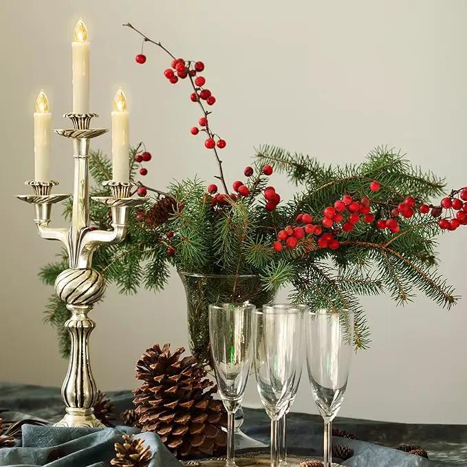 Flickering Flameless Window Candle LED Christmas Tree Candle Lights Warm White Battery Operated Electric Taper Candles with Remote Perfect for Home Garden Wedding Parties Decor (12 PCS,Ivory) by GreenHaven Gardens