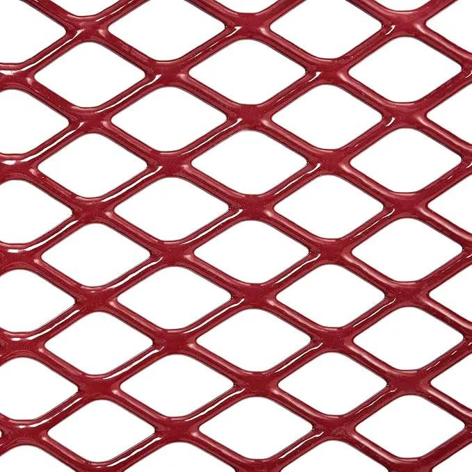 Global Industrial 46" Round Picnic Table, Expanded Metal, Red Thermoplastic Coating, Attached Benches, 1-1/2” Umbrella Pole Hole, Outdoor-Rated, 1000 lb Capacity by GreenHaven Gardens