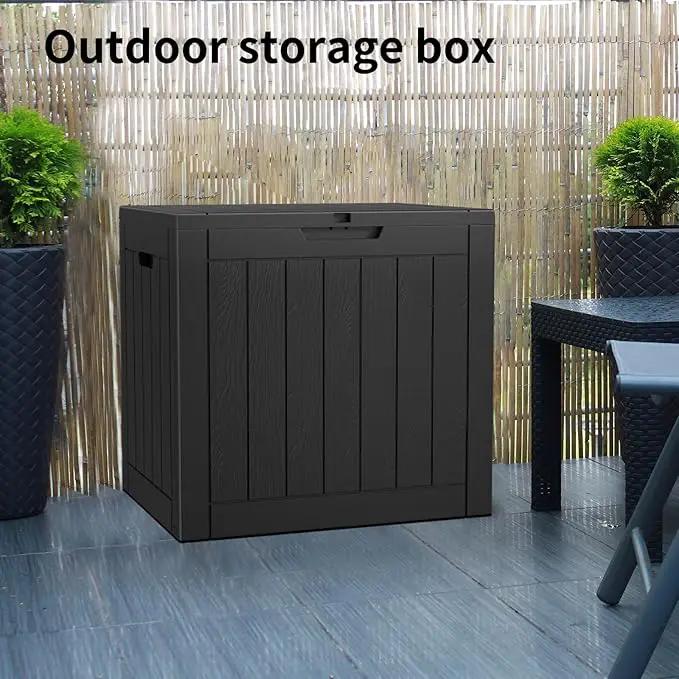 36 Gallon Outdoor Deck Box,Storage Lockable Waterproof Patio Furniture,Garden Tools,Cushions,Pool Accessories Outside Storage Resin Box(Black) by GreenHaven Gardens