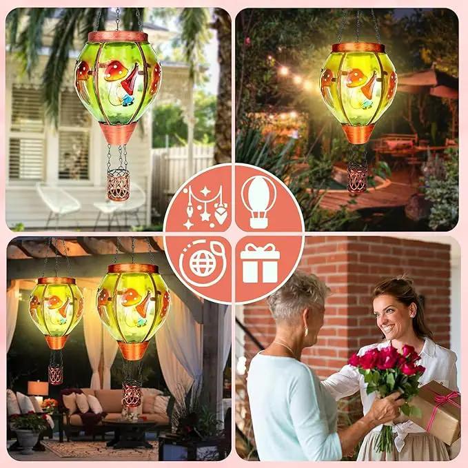 Solar Hot Air Balloon Lantern with Flame， Outdoor Solar Lanterns for Outside Garden Yard Farmhouse Patio Pathway Decoration, Gifts for Women Grandma Mom - Style A by GreenHaven Gardens