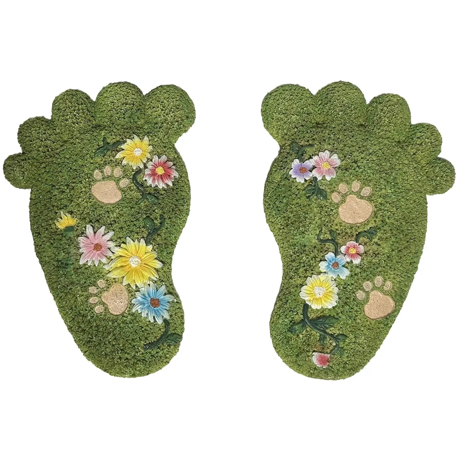 Garden Stepping Stones - Patio Outdoor Decorative Footprint Stones, Lawn Stepping Stones Set, Resin (Set of 2) by GreenHaven Gardens