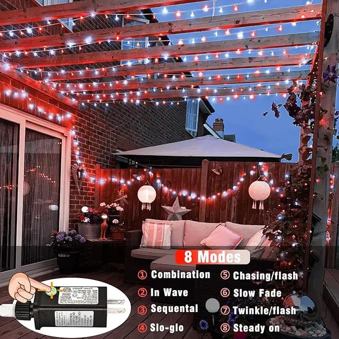 300 LED Christmas Lights Outdoor - 99ft Extra Long Christmas String Lights 8 Modes Plug in Waterproof Fairy Lights with Timer Memory for Indoor Outside Bedroom Home Party Decoration, Red&White by GreenHaven Gardens