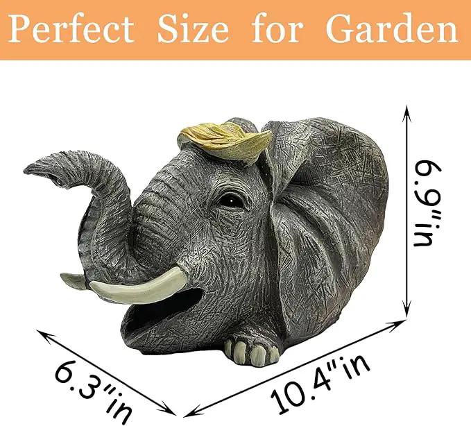 Teaeeno Elephant Decor Statue Gutter Downspout Extension Decorative,Animal Statue Outdoor Decor,3"×4" Rain Gutter Downspout Splash Block,Garden Splash Block Outdoor Sculpture,Rain Downspout Diverter by GreenHaven Gardens