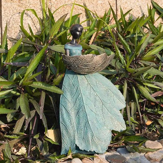 DiliComing Fairy Garden Statue Bird Feeder - 12 Inch Fairy Statue for Home Decoration, Resin Outdoor Statues for Garden Decoration, Best Bird Feeder Garden Gift for Women 12 x 7.5 x 5 Inch by GreenHaven Gardens