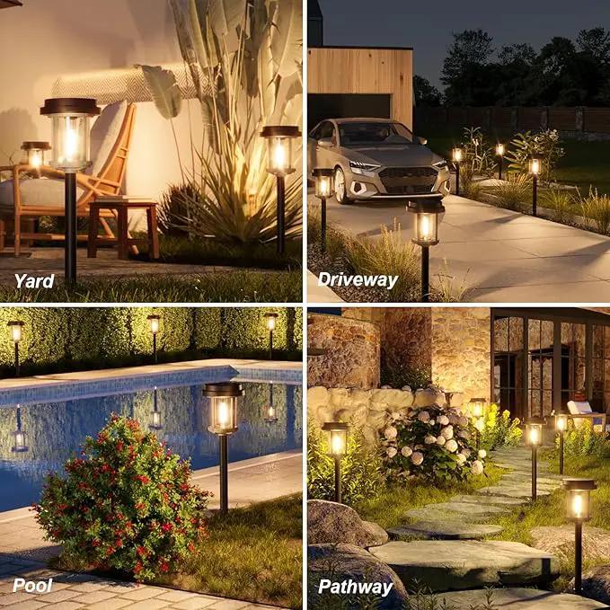 XMCOSY+ Solar Lights Outdoor Waterproof, 20 LM Solar Powered Garden Lights with 2-Tone Black & Grey Metal Design, Solar Pathway Lights for Yard Patio Landscape Walkway Driveway (Black & Grey) by GreenHaven Gardens