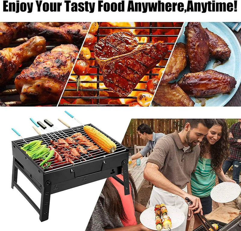 Charcoal Grill, Portable Folding Barbecue Grill BBQ Grill Desk Tabletop Outdoor Stainless Steel Camping Grill for Picnic Garden Terrace Camping Travel(Medium) by GreenHaven Gardens