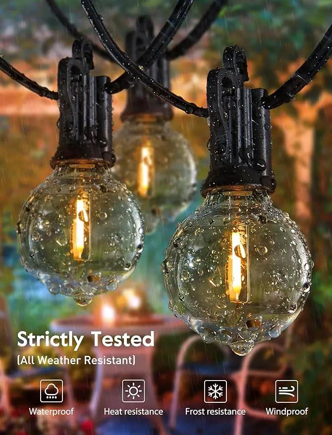 Outdoor String Lights 60 Feet G40 Globe Patio Lights with 32 Edison Shatterproof Bulbs(2 Spare), Waterproof Connectable Hanging Christmas Light for Backyard Porch Balcony Party Xmas Decor by GreenHaven Gardens