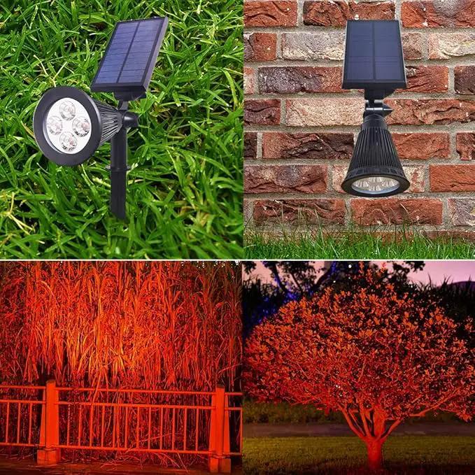 Solar Lights Outdoor, 4-LED Solar Spotlight LED Landscape Lights IP67 Waterproof Solar Powered Landscaping Lights Outdoor Lighting for Tree Garden Yard Patio(2 Pack, Red) by GreenHaven Gardens