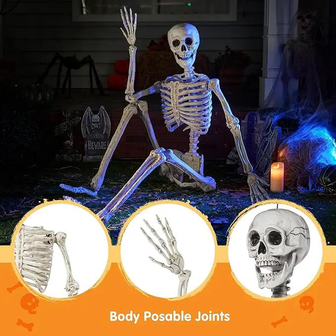 JOYIN 6.9 FT Halloween Skeleton Posable Plastic Full Body Realistic Human Bones with Movable Joints for Indoor Outdoor Halloween Props Spooky Scene Party Decorations（White, No Screwdriver） by GreenHaven Gardens