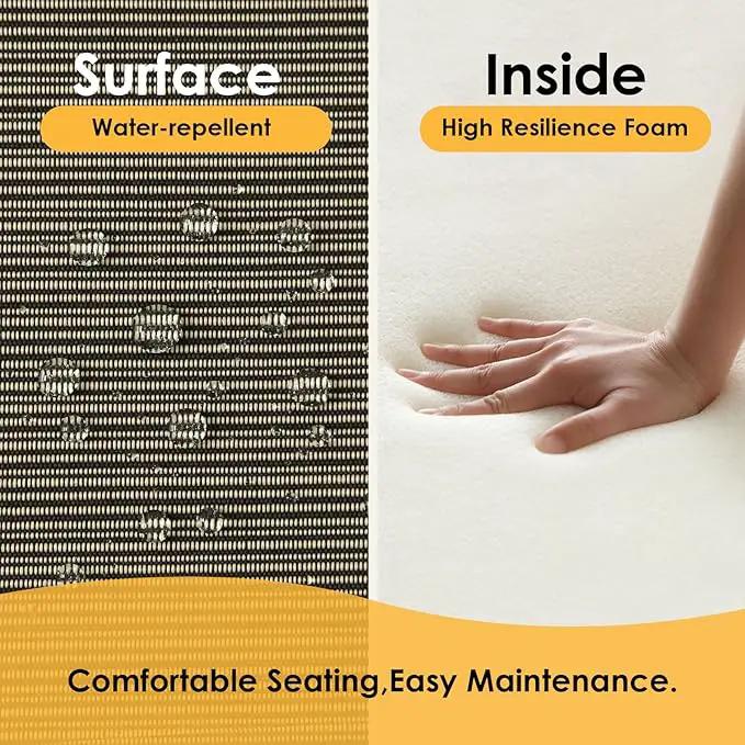 Outdoor Square Corner Seat Cushion, 19"x19"x3", Set of 4, Non Slip Seat Cushion Pads with Removable Cover for Patio Furniture, Garden Yard Lawn, Dark Black Tan Stripe by GreenHaven Gardens