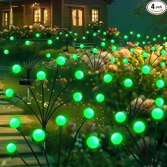 Solar Firefly Light, Christmas Lights for Outside Decorations, 4 Pack 24 LED Green Solar Garden Lights, Outdoor Waterproof Garden Decor for Yard Patio Pathway Lawn Christmas by GreenHaven Gardens
