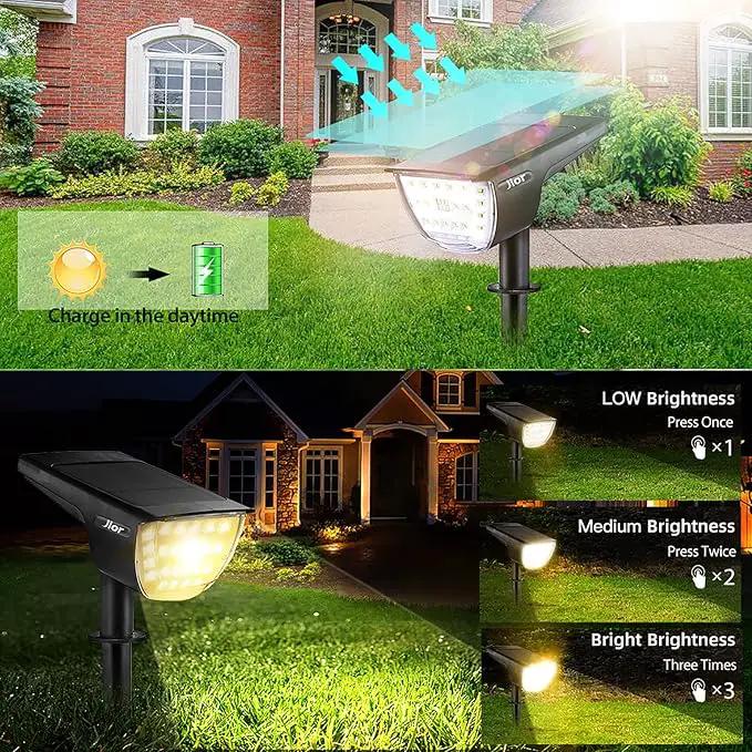 Jior Solar Landscape Spot Lights Outdoor 32 LED IP65 Waterproof Solar Powered Wall Lights 2-in-1 Adjustable Lights for Garden Yard Driveway Walkway Pool Patio 4 Pack (Warm White) by GreenHaven Gardens