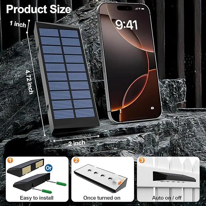 Solar Fence Lights Outdoor Waterproof IP65, 8 Pack Fence Lights Solar Powered 60 Lumens Auto On/Off Step Wall Lights Outside Decorations for Yard, Porch, Patio, Stairs, Pool, Deck, Garden-White Light by GreenHaven Gardens