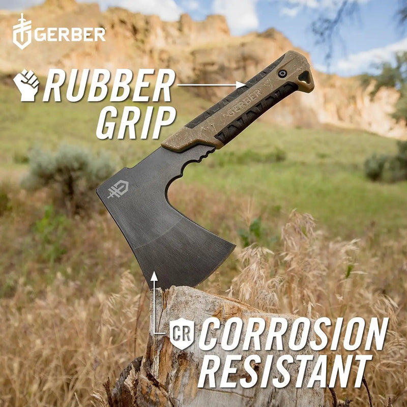 Gerber Gear Pack Hatchet - 3.5" Steel Blade Axe with Full Tang - Survival, Bushcraft and Camping Gear - with Mountable Nylon Sheath by GreenHaven Gardens
