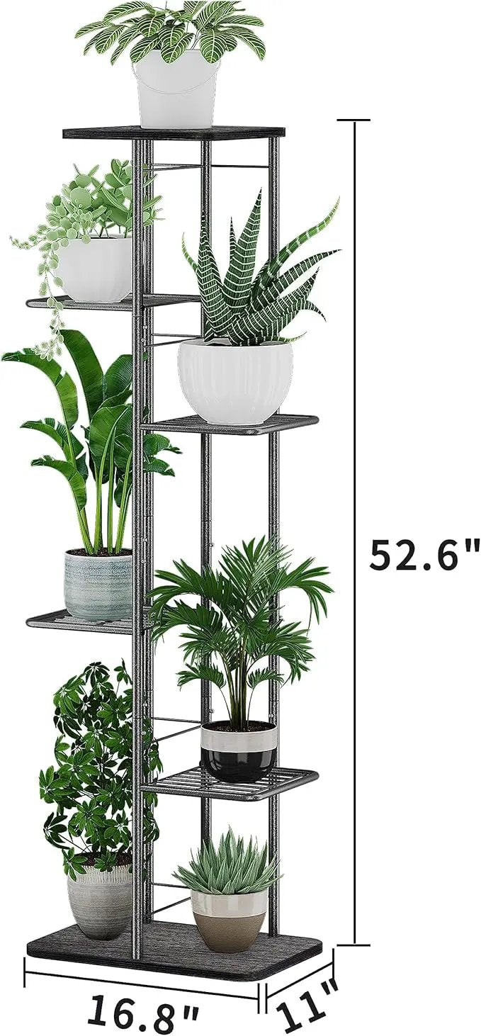 Simple Trending Plant Stand Shelf Indoor Outdoor Waterproof, 6 Tier 7 Potted Heavy Duty Metal Tall Flower Holder for Multiple Corner Display by GreenHaven Gardens