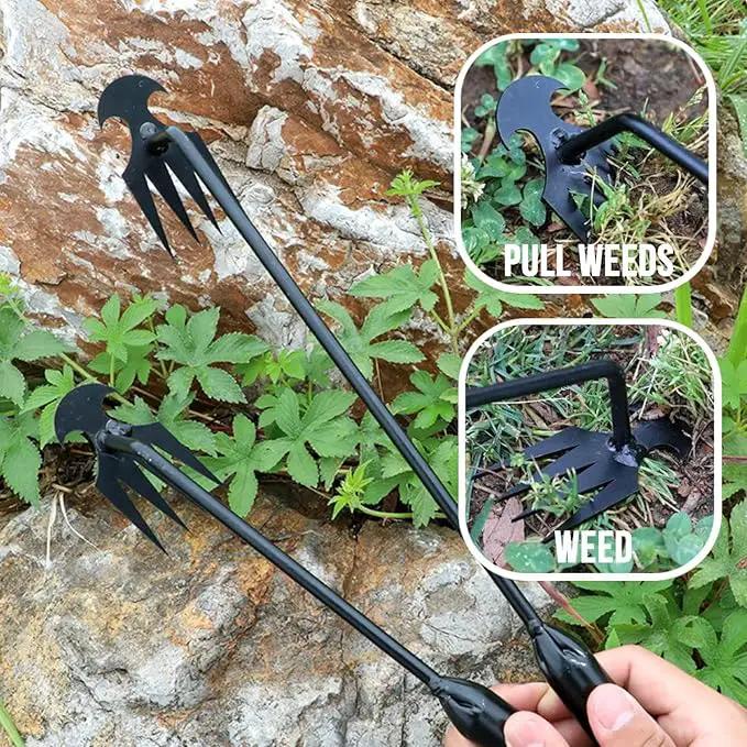 MOTEERLLU Weeding Artifact Uprooting Weeding Tool Gardening, 4-Claw Manganese Steel Weed Puller Garden Hand Weeder Tools, Weed Picker Grass Remover Tool by GreenHaven Gardens