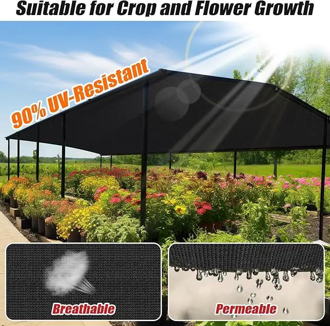 Outdoor 90% Sun Shade Cloth with Grommets, 12 X 24 FT Pergola Shade Cover for Garden Patio Carport Kennel Swimming Pool, Black (We Make Custom Size) by GreenHaven Gardens