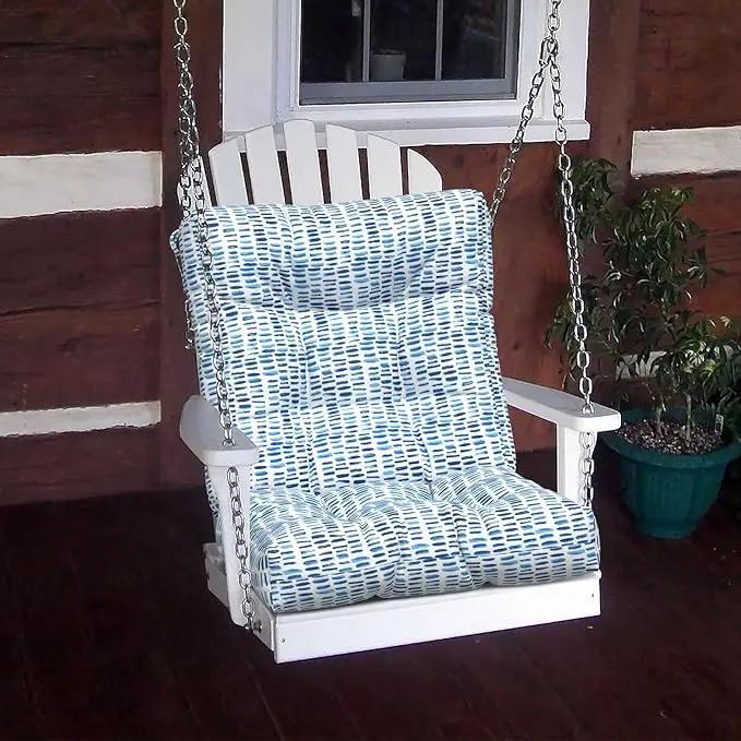 LVTXIII Outdoor Adirondack Chair Cushions, L42 x W21 x H4 Patio Tufted Low Back Cushions, Seasonal Replacement Rocking Chair Cushion for Home Garden Furnitue, Set of 2, Pebble Blue by GreenHaven Gardens