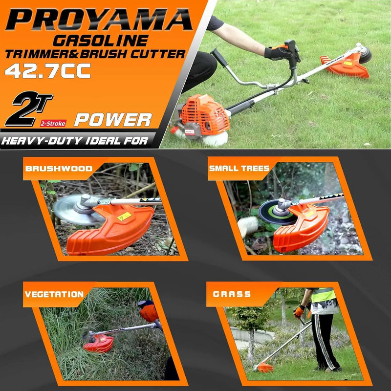 PROYAMA 42.7cc Gas Weed Wacker, 3 in 1 Weed Eater Gas Powered, Brush Cutter and Gas String Trimmer 2-Cycle Extreme Duty, 5 Year Warranty Gearbox, Grass Trimmer 2025 Upgraded… by GreenHaven Gardens