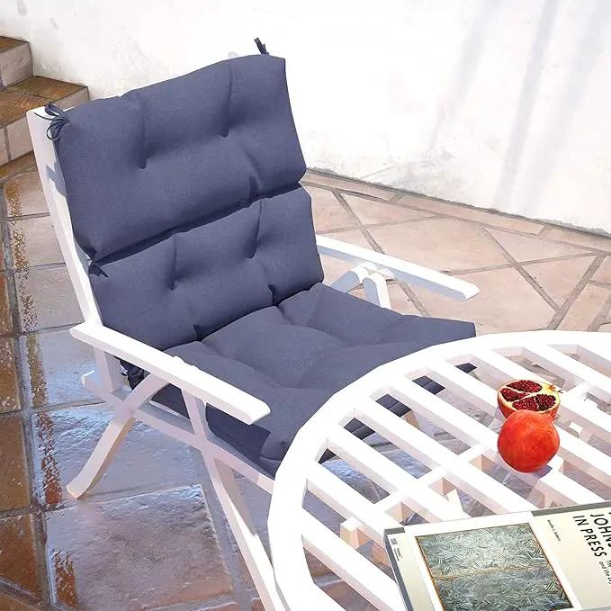 LVTXIII Patio Tufted High Back Seat Cushion Set of 2 Outdoor Rocking Chair Cushions, Replacement Adirondack Chair Cushion with Ties for Garden Balcony Chairs Use, 44” L x 22” W, Navy Textured by GreenHaven Gardens