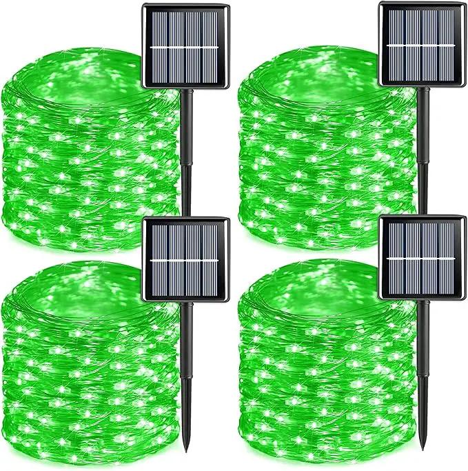 QITONG 4 Pack Green Solar Fairy Lights, Each 33ft 100 LED String Lights Outdoor Waterproof, 8 Modes Green Solar Light by GreenHaven Gardens