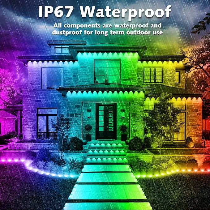 500FT Permanent Outdoor RGB Lights,IP67 Waterproof Smart LED Eaves Lights with App/Remote Control,for Christmas and All Holiday Decor,Daily and Accent Lighting,House Roof and Garden Lighting by GreenHaven Gardens
