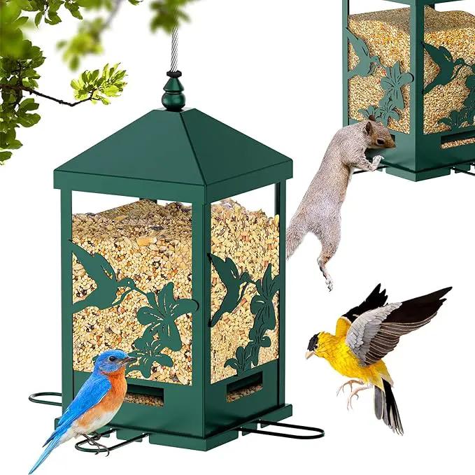 Squirrel Proof Bird Feeders for Outdoors, 6LBS Extra Large Capacity Hanging Metal Bird Feeder with Weight-Activated Perches, Wild Bird Feeders for Outside Finch, Cardinal, Blue Jay by GreenHaven Gardens