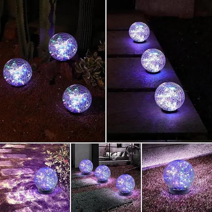 Solar Globe Lights Outdoor Waterproof-Solar Balls-Solar Garden Lights-Solar Orbs for Outside 2 Pack Cracked Glass Ball for Lawn Patio Yard Backyard Decorations, DS-XBQ-1-1-1 by GreenHaven Gardens