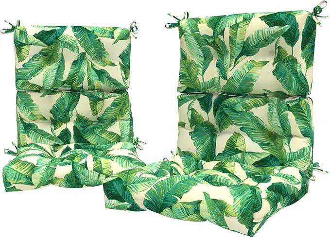 LVTXIII Outdoor Adirondack Chair Cushions, L44” x W22” x H4 Patio Tufted High Back Cushions, Seasonal Replacement Rocking Chair Cushion for Home Garden Furnitue, Set of 2, Swaying Palms Capri by GreenHaven Gardens