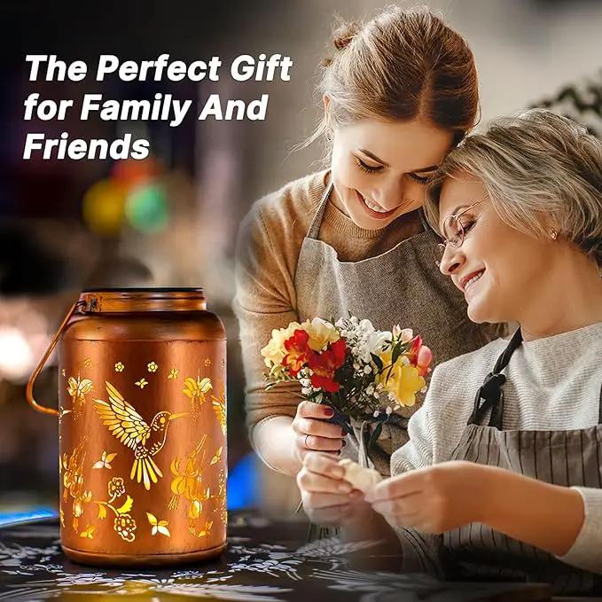 Hummingbird Solar Lanterns Outdoor Waterproof Hanging Solar Lights Metal Decor Lantern LED Light Christmas Decorative for Garden,Patio,Yard,Lawn,Backyard,Front,Porch as Holiday Gifts for Women Mom by GreenHaven Gardens