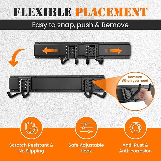 Garage Storage, Garage Organization, Garage Tool Organizer Wall Mount, Garden Tool Organization and Storage 48.1 Inches, Max 450lbs Adjustable Metal Hooks, Hangers Garden Yard Tool Rack, by GreenHaven Gardens